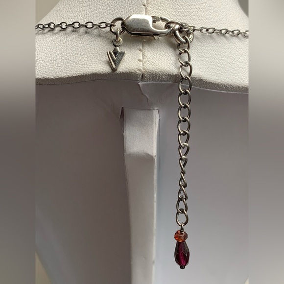 Silpada Vintage RARE Oxidized Sterling Silver Teardrop Faceted Garnet Necklace - Picture 7 of 13